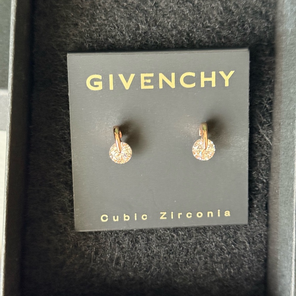 Givenchy Rose Gold Cubic Zirconia Earrings New - Picture 3 of 3